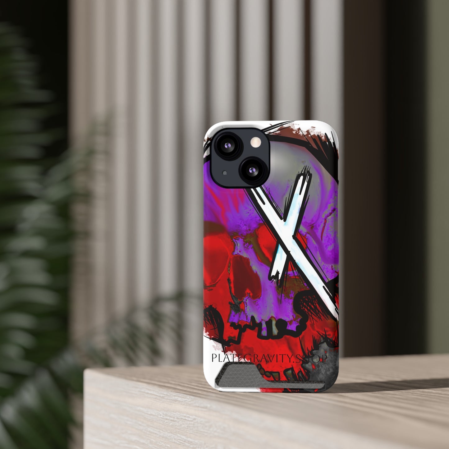 Edgy Skull Phone Case with Card Holder, Trendy Mobile Accessory, Unique Gift for Music Lovers, Gothic Style, Halloween Decor, [...]