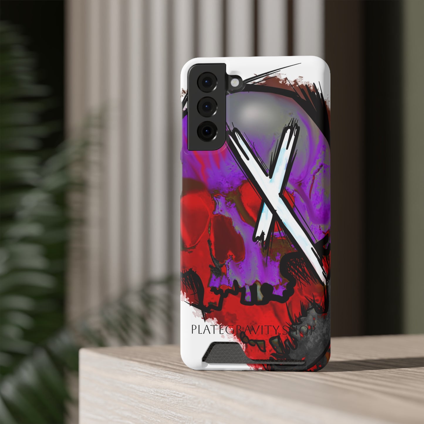 Edgy Skull Phone Case with Card Holder, Trendy Mobile Accessory, Unique Gift for Music Lovers, Gothic Style, Halloween Decor, [...]