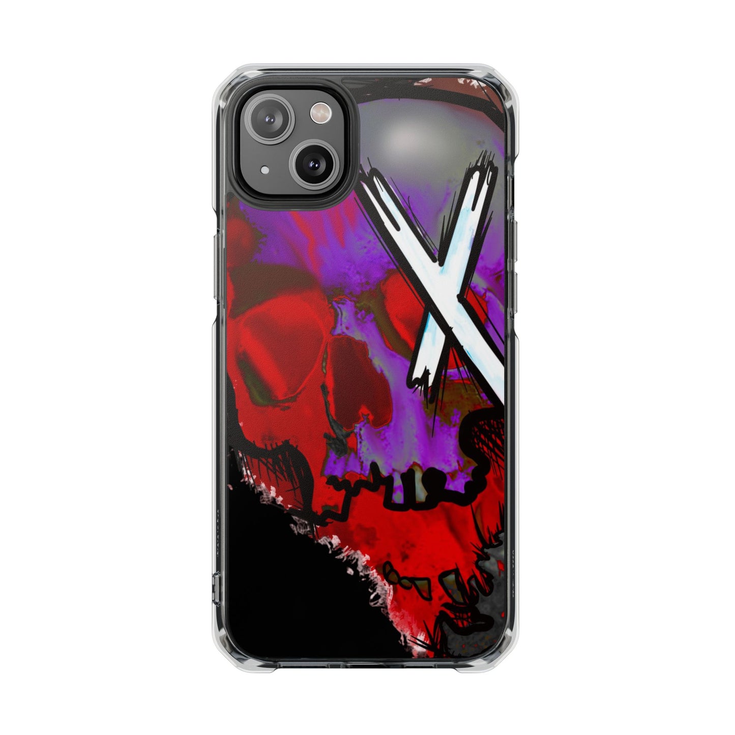 Vibrant Skull Phone Case, Magnetic Clear Impact Case, Edgy Phone Cover, Halloween Gift, Unique Cell Phone Accessory