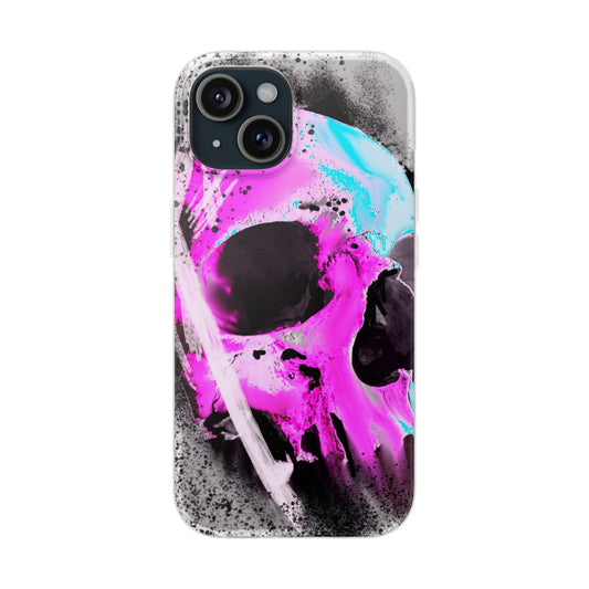 Bold Skull Flexi Case for iPhone, Edgy Phone Cover, Soft TPU Skull Case, Unique Skull Design, Perfect Gift for Halloween