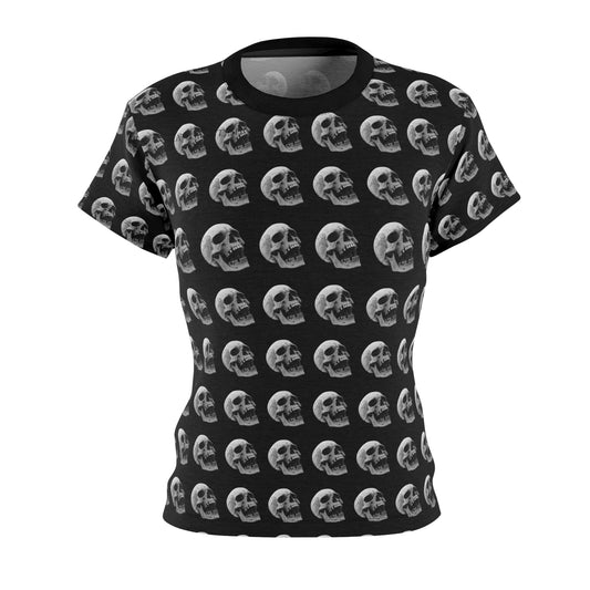 Gothic Skull Women's Tee, Edgy Casual Wear, Spooky Fashion, Halloween Outfit, Unique Graphic Shirt