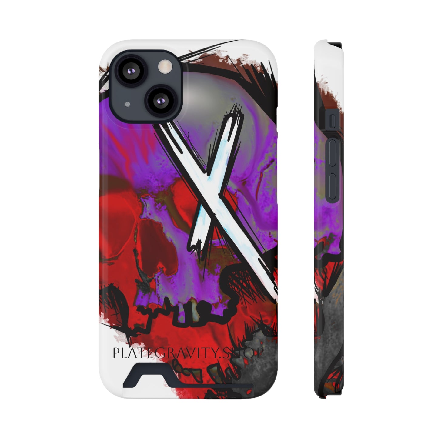 Edgy Skull Phone Case with Card Holder, Trendy Mobile Accessory, Unique Gift for Music Lovers, Gothic Style, Halloween Decor, [...]