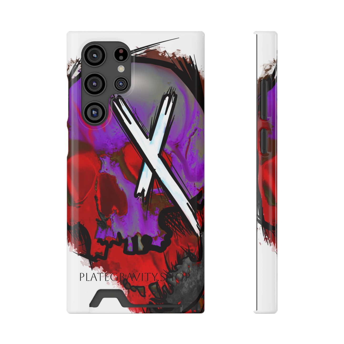 Edgy Skull Phone Case with Card Holder, Trendy Mobile Accessory, Unique Gift for Music Lovers, Gothic Style, Halloween Decor, [...]