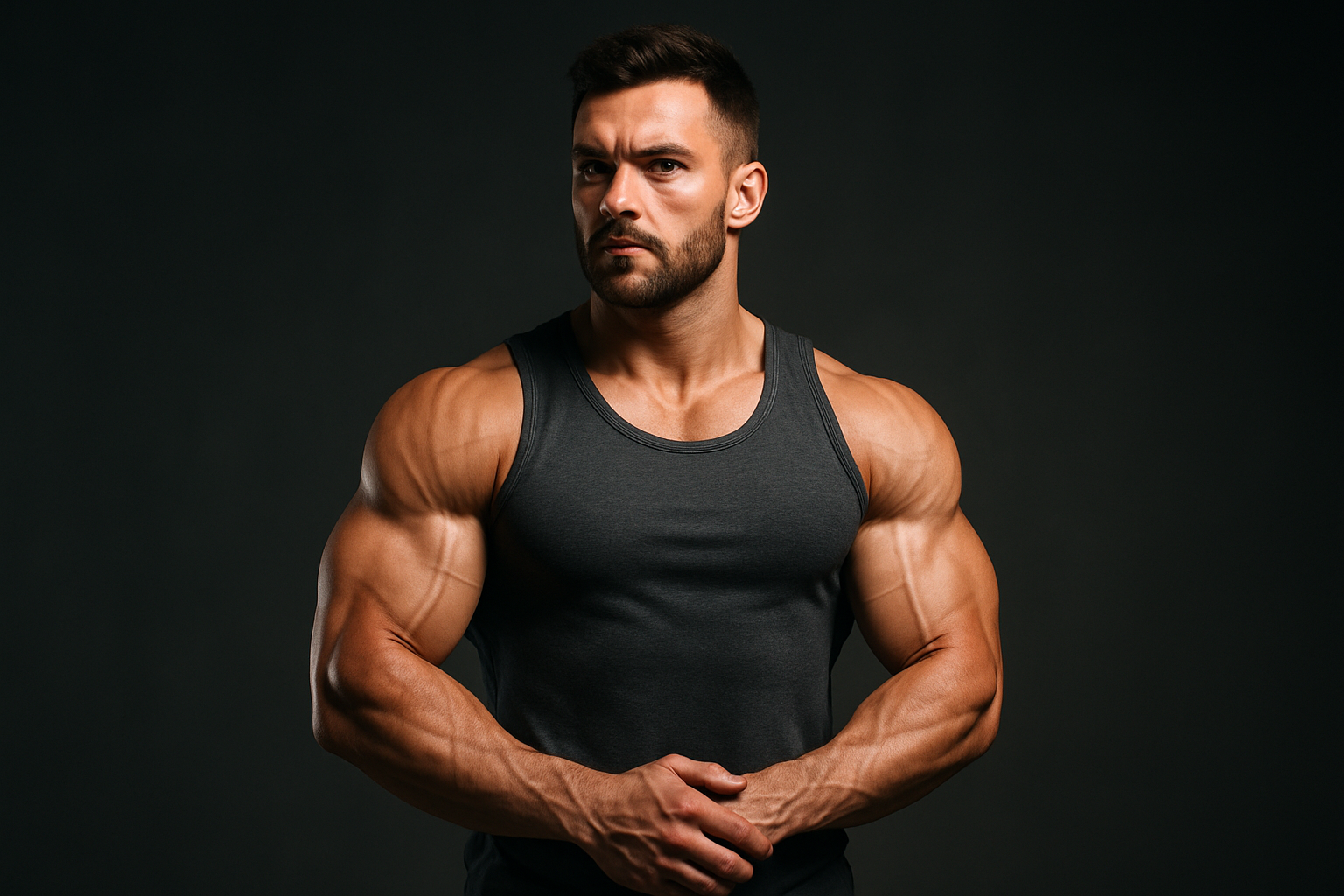 Wearing a muscle shirt